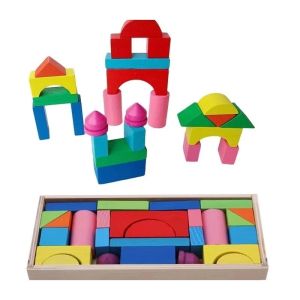 FUNToy Mainan Anak Edukasi 26PCS DIY Mini Castle Blok Bangunan Bentuk Geometris Puzzle Kayu