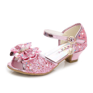 Công chúa Cô gái Bữa tiệc Giày trẻ em Dép đầy màu sắc Sequins Giày cao gót Giày cô gái Dép nhìn trộm Ngón chân Mùa hè Giày trẻ em CSH8132026