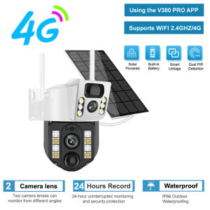 X-DEAL V380 Pro 8MP Solar CCTV Camera Connect Cellphone No Need Internet Wireless Outdoor Waterproof Cctv Camera Connect 360 With Audio And Speaker 4G SIM Card Low Power