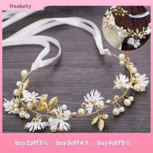 Heabety Floral flower Headband With Ribbon Wreath Wedding Bridesmaid Hair Band garland
