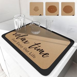 【luckbears】แผ่นดูดซับน้ํา แผ่นรองจาน กันลื่น ดูดซับน้ําได้ดี แบบแห้งเร็ว สําหรับห้องครัว สําหรับโต๊ะรับประทานอาหาร