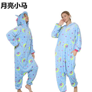 Pokemon Animal  Pajamas Cartoon Unicorn Tianma Luminous Horse Men and Women Winter Flannel Hair Thickened Couple New