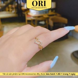 Nhẫn nữ Freesize trái tim Double Heart thời trang xinh xắn ORI ACCESSORIES N035