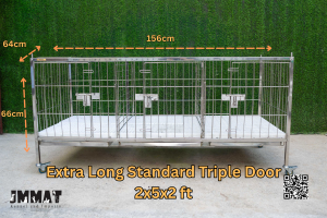 2x5x2 ft – Extra Long Standard Triple Door 304 Stainless-Steel Heavy-Duty Cage - Dog Cage/Crate - Pet Cage