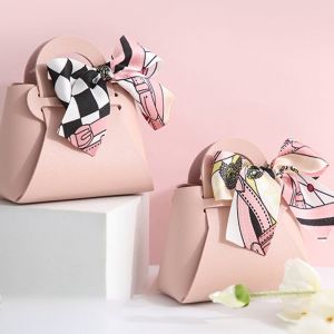 ETHTY Gift Box Small Creative Party Supplies Gift Bag Bow Leather with Hand Handbag Shape Gift Boxes Packing Box Candy Box Wedding Favor