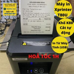 Máy In Nhiệt In Bill K80 In Máy Tính/ Laptop 1 cổng USB (Tự Động Cắt Giấy) chính hãng Xprinter T80U