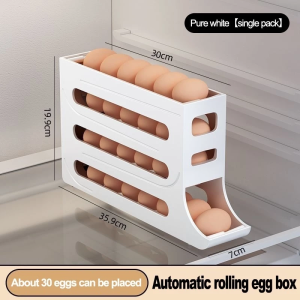 Kitchen Egg Tray 4 Tier Refrigerator Egg Storage Rack Automatic Rolling Egg Storage Dispenser