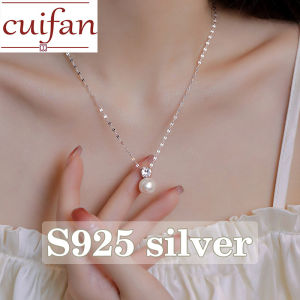 100% original Italy S925 sterling silver natural freshwater pearl sparkling diamond pendant collarbone necklace for women