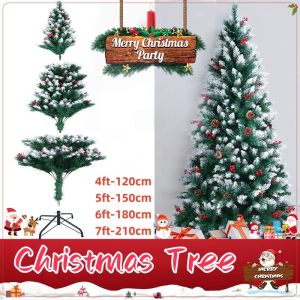 Christmas Tree Snow Pine 2ft/4ft/5ft/6ft/7ft Dense Branches Metal Stand Luxury Christmas Tree Full Set