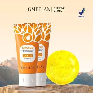 GMEELAN 3PCS 1 Menit Gel Eksfoliasi Gel 50g Orange Exfoliating Peeling Face Whitening +Pencerah wajah krim Lazy Cream 30g*2 Day