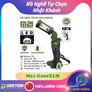 ĐÈN LED LÀM VIỆC DÙNG PIN DEKTON M21-D360XLM 21V 8W 180/360 LUMENS [CHÍNH HÃNG]