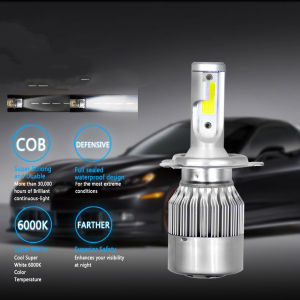 HH-ไฟหน้า ไฟหน้ารถ 1 คู่ LED COB H4 C6 10800LM 120W 6000K