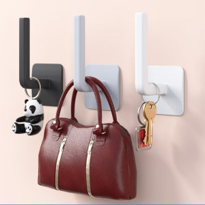 Punch-Free L-Shaped Self Adhesive Hooks Multipurpose Wall Storage Hook For Hat Towel Tissue Kitchen Bathroom Organizer