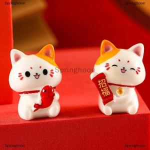 [COD] Springhooe Lucky Cat Desktop Ornament Car Decoration Spring Festival Desktop Good Luck Wealth Welcoming Cat Ornament