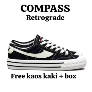 PROMO 85 % Sepatu Compass Low Black White Sepatu Skool Cowok Cewek