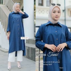 Long Tunik Dewasa Tiara Bahan Linen Rami Premium Pakaian Wanita Muslimah