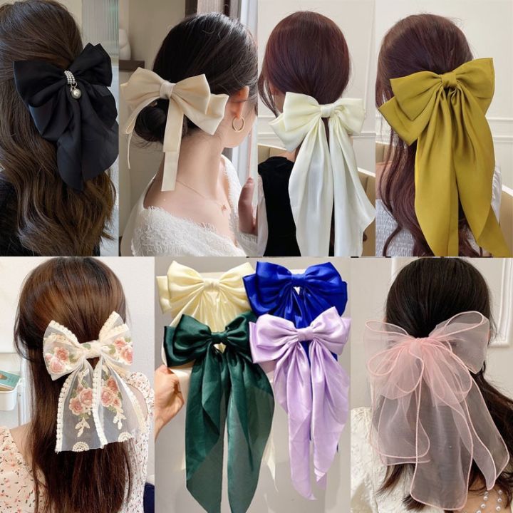 Korean Big Bow Ribbon Hair Clip Ribbon Hairpin Elegant Hair
