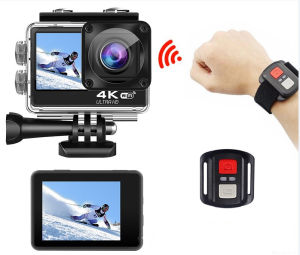 New 4K60FPS 24MP Sports Action Camera WiFi HD Dual Touch Screen Outdoor Diving Video Camera Anti-shake 30m Waterproof Action Camera for Ski/Cycling/Travel/Vlog