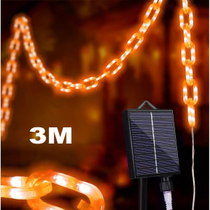 Unique Spooky Halloween LED Chain String Lights Solar Operated Auto On Off IP65 Weatherproof 8 Dynamic Modes Party Decoration For Outdoor Indoor Patio Purple Orange 3M