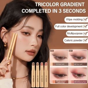 3-in-1 Waterproof Eyeshadow Stick – Pearl Shimmer 3D Eye MakeupSmudge-Proof Three-Color Golden Diamond Eyeshadow Pen