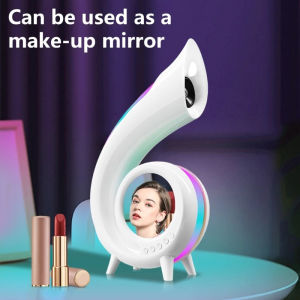Multifunctional Bluetooth-compatible Speaker with Colorful Light Effect8 in 1 Night Desk Lamp Alarm Clock Makeup Mirror 96BA