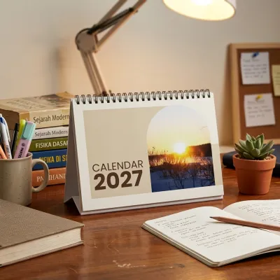 Kalender Meja A5 Tahun 2027 Kalender meja Kantor & Kelas Sekolah Lengkap Dengan Hari LIbur Nasional Kalender Planner 2027