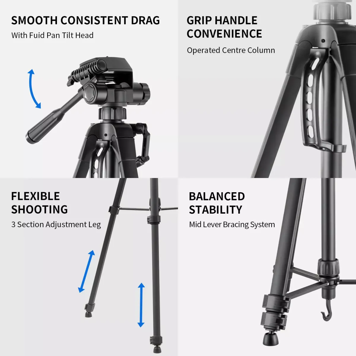 F3520T Tripod Professional Heavy Duty Aluminium Tripod & Pan Head for DSLR Camera Holder Stand