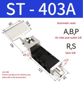 Cornerr 3/8" Port 2 Position 5 Way Pneumatic Foot Pedal Valve ST-403A 1pc 5T9N4