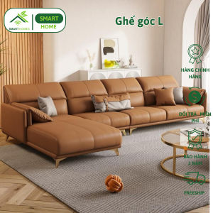Sofa Góc L SMARTHOMES Bọc Da Cao Cấp Thiết Kế Hiện Đại Sang Trọng Cho Phòng Khách
