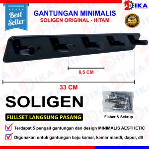 Gantungan Baju SOLIGEN Hanger 5 Kait Plastik PVC Kapstok Dinding Tembok Cantolan / SLIM TIPIS DOFF KAIT / ANTI KARAT MURAH