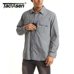 TACVASEN Summer Cargo Shirts Mens Mesh Breathable Long Sleeve Multi-Pockets Work Shirts Quick Dry Hiking Fishing Shirt Outdoor2026