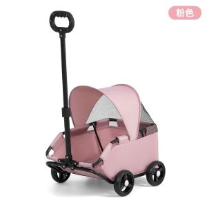 SG Seller Pet Stroller Foldable 2-in-1 Pet Shopping Cart with Sunshade Canopy Lightweight 2.3KG Dog Stroller Cat Stroller for Small Medium Dogs Cats Portable Travel Carrier with Safety Buckle