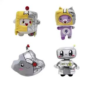 Lankybox Cyborg Robot Plush Toy LankyBot Boxy Cyborg Plush with LED Light Thicc Shark Foxy Plush Kawaii Toy Chidrens Birthday Gift