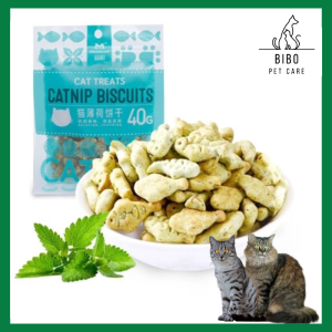 Bánh thưởng Catnip Biscuits bánh quy hình cá cho mèo gói 40g giảm búi lông hôi miệng - Medipet