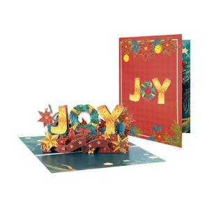 Joy Themed Popup Holiday Generous Writing Area Christmas Greeting with Envelope for Family Friend