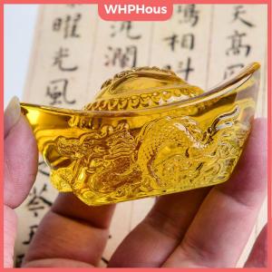 WHPHous Chinese Style Citrine Ingot Gold Crystal Glass Colored Glaze Wealth Money Craft