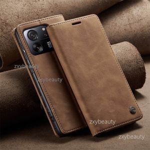 Sang Trọng bằng da nắp gập Trường Hợp Đối Với Xiaomi 17T 15T 14T 13T Pro 15TPro 14TPro 5G Chống Sốc Chống-Trượt Tự Hút Đóng Cửa Retro Frosted Điện Thoại Bìa Với Ví ngăn đựng thẻ