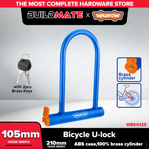 BUILDMATE x Wadfow Bicycle U-Lock for Bike Security with Brass Keys & Steel Beam WBK6125 WHT