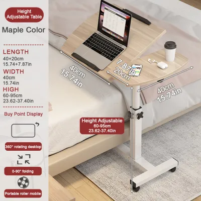 Bedside Laptop Sofa Side Table With Wheels Lifting Movable Study Meja Belajar Computer Desk Height Adjustable with Wheels foldable table