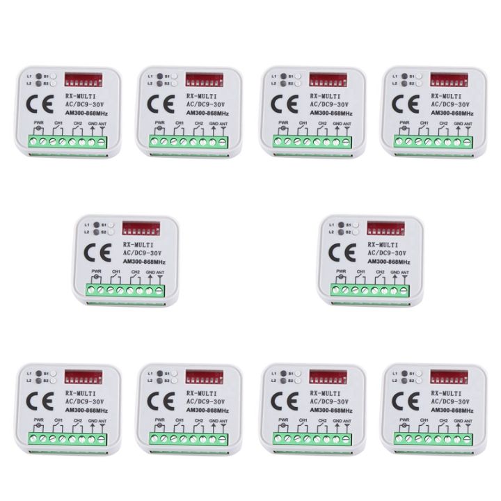 10X Universal RX Multi Frequency 300-868MHz Receiver 2CH 12V 24V Relay ...