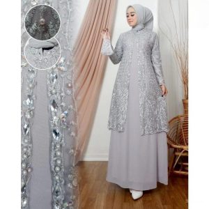 Gamis Lebaran Viral Yasmin Dres Ceruty Babydoll Mix Tile Brukat Aplikasi Payet Dress Kondangan Brokat Wanita Elegan Baju Seragaman Pengajian