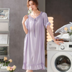 ELF TRIBE Áo choàng lụa băng cho phụ nữ off-vai cổ áo phong cách công chúa Midi Ruffle Áo ngủ bằng lụa quần áo kiểu dáng trang nhã