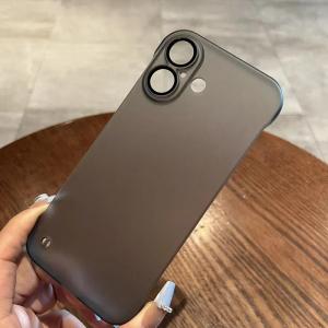 Broderless Case for iPhone 16 17 Ultra Thin Slim Matte PC Cover for iPhone 11 12 13 14 15 17 Pro Max Air Glass Camera Protector