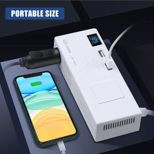 JUXING AC to DC Converter 15A Car Cigarette Lighter Socket AC 220V to DC 12V Power Adapter With 2 USB Ports(5V/2.4A +QC3.0) And LCD Screen