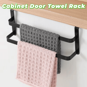 LITUILI Hanging Cabinet Door Towel Rack 2 Layer Rust-resistant Towel Bar Practical No Drilling Kitchen Towel Holder Bathroom