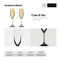 CRYSALIS Premium 7oz Flute Champagne Wine Glass Lead-Free Crystal Stemware Set of 2. 