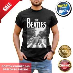 Kaos Band The Beatles Abbey Road Rock Legend Barat Cotton Combed Sablon Plastisol