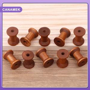 【CANAMEK】 10Pc Vintage Wooden Spools DIY Reels Organizer For Sewing Ribbons Twine Wood Crafts Tools Thread Wire Spool Needlework Supplies