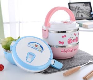 B.LIVEM 💥50%OFF💥กล่องอาหารมื้อเที่ยงแบบแยกชั้นไมโครเวฟอุปกรณ์การ์ตูนน่ารักสำหรับเด็กและนักเรียน ความจุ 2 ชั้น ความร้อนระบายได้ดี