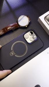 Carbon Fabric Fiber Pattern Magnetic 360 Degrees Rotating Ring Holder Case For iPhone 17 Pro Max / iPhone 18 Pro Max2026